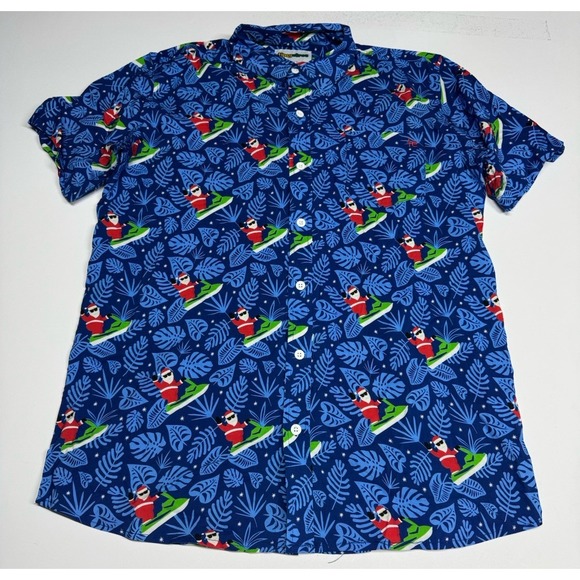Tipsy Elves - Santa On Jet Ski Christmas Button Front Shirt - Men's L - Picture 1 of 9
